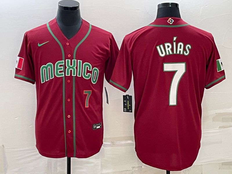 Men 2023 World Cub Mexico #7 Urias Red Nike MLB Jersey18->more jerseys->MLB Jersey